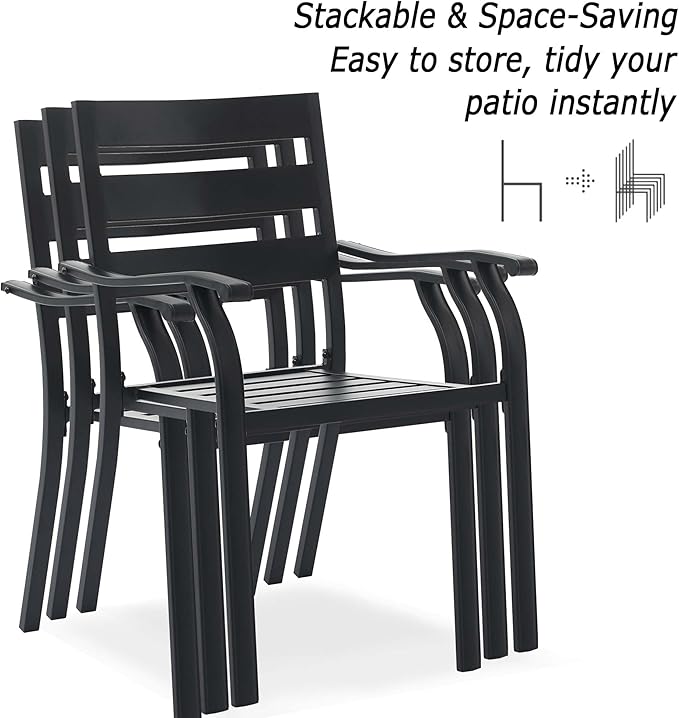 Patio Dining Chairs Set of 4, Metal Patio Furniture Set - Image 4