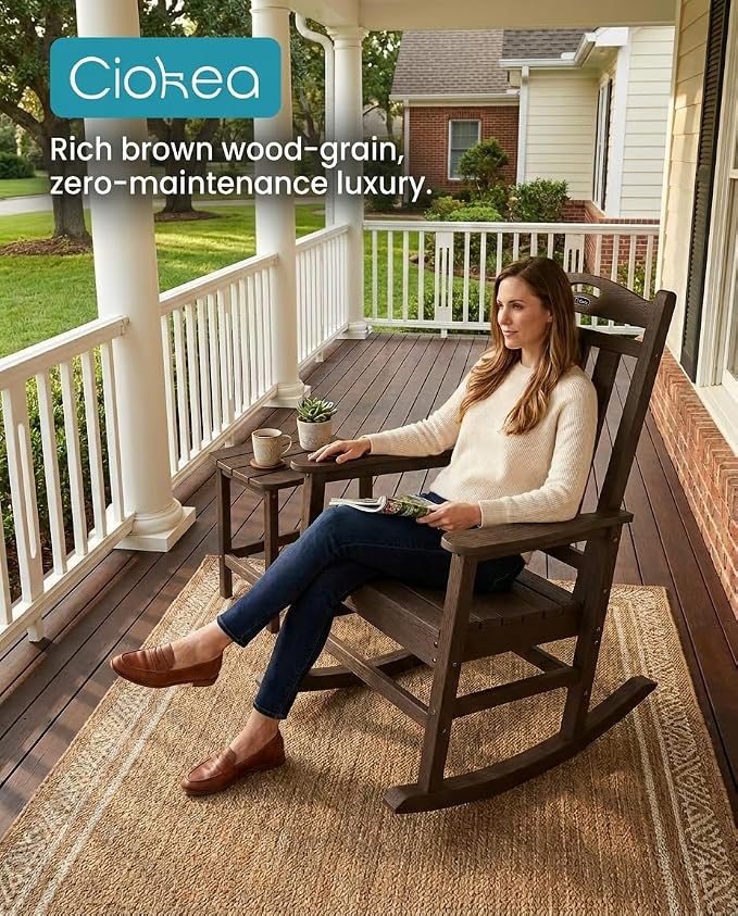 Oversized Outdoor Rocking Chairs Set of 3, 380lbs Heavy-Duty Large Patio Rocker - Image 7