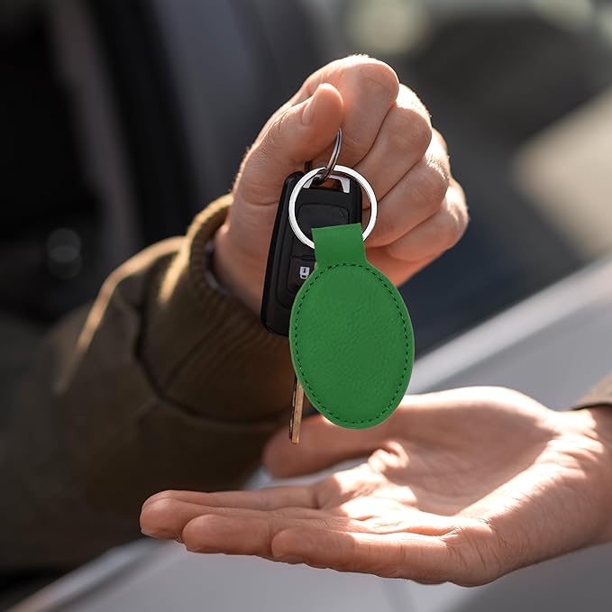 LaserGram Oval Keychain, Palm Trees, Personalized Engraving Included (Green)