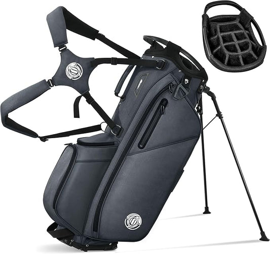 Golf Stand Bag 14 Way, Lightweight Golf Bags for Men Women with Stand, Padded Ergonomic Double Strap, Full Length Dividers, Multiple Pockets, Rain Hood