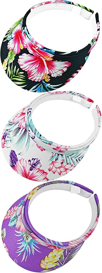 3 Pack Sports Sun Visor Hat Women Men Adjustable Clip On Visors Outdoor Golf Beach Cap