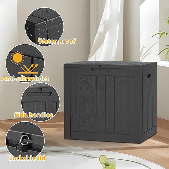 31 Gal Deck Box Waterproof Indoor Outdoor Storage Box | Resin storage bin - Image 7