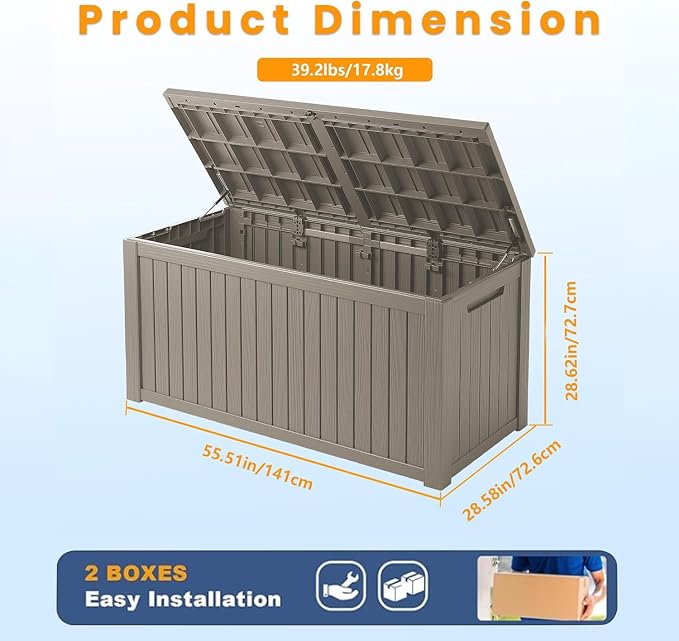 TARKARI 200 Gallon Lockable Resin Deck Box, Waterproof & UV-Resistant Outdoor - Image 2