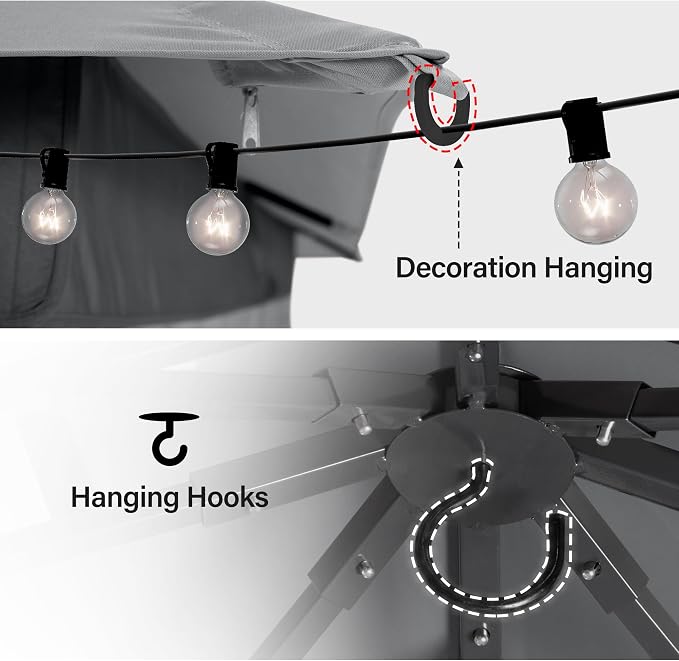 10'x13' Outdoor Gazebo, Heavy Duty Metal Frame Patio Canopy - Image 6