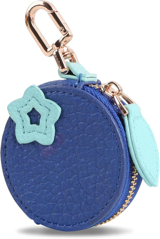 XSUIOY Orange Fruit Coin Purse Keychain Bag Charm, Mini Leather Coin Purse & Pouch Airtag Holder Keychain, Kawaii Bag Charms for Handbag, Tote, Keys, Airtag, Gifts for Girls & Women