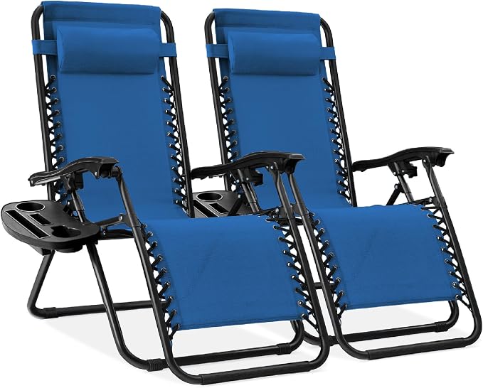 Best Choice Products Set of 2 Adjustable Steel Mesh Zero Gravity Lounge Chair by Unknown