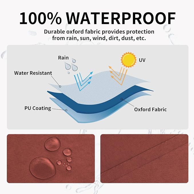 Easy-Going 100% Waterproof Outdoor Curtains 54x96 inch, Terra Red | Windproof - Image 2