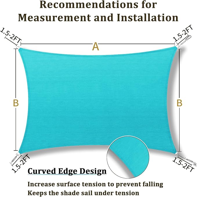 Shade&Beyond 4'x4' Sun Shade Sail Canopy Rectangle, UV Block Breathable Curved - Image 5