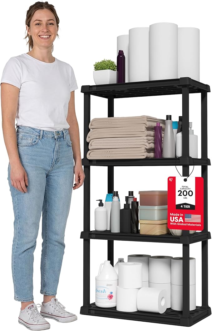 IRIS USA Plastic Storage Shelves |Made in USA| 48"H x 24"W x 12"D by IRISUSA