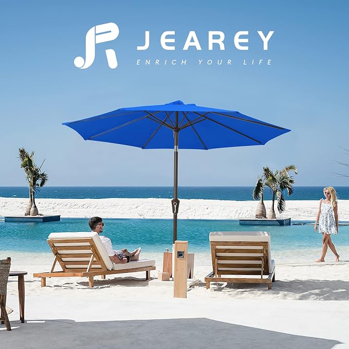 JEAREY 9FT Outdoor Patio Umbrella, Market Umbrella, Royal Blue | Outdoor Table - Image 6