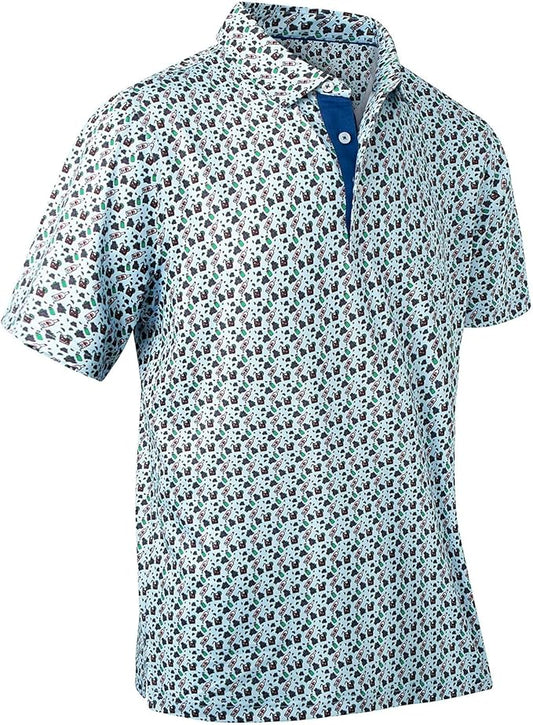 Mens Golf Shirts Quick Dry Moisture Wicking Casual Short Sleeve Performance Athletic Print Collared Stylish Men Polo Shirt