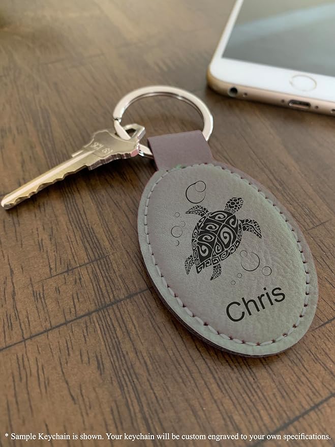 LaserGram Oval Keychain, Sunflowers, Personalized Engraving Included