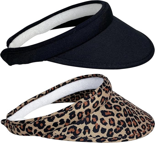 2 Pack Sun Visor Hats Women Men Clip On Wide Brim Visors Hat Outdoor Sports Golf Beach Travel Tennis Caps