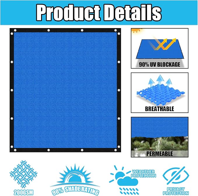 Amagenix 90% Pergola Shade Cover 9' X 12' Sun Shade Cloth - Image 3