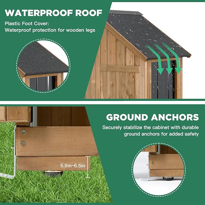 Ketive Outdoor Storage Cabinet, Wood & Metal Storage Shed - Image 4