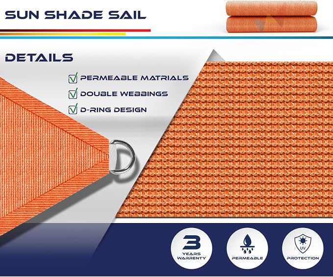 Windscreen4less 25' x 25' x 25' Sun Shade Sail Triangle Outdoor Canopy Cover UV - Image 3