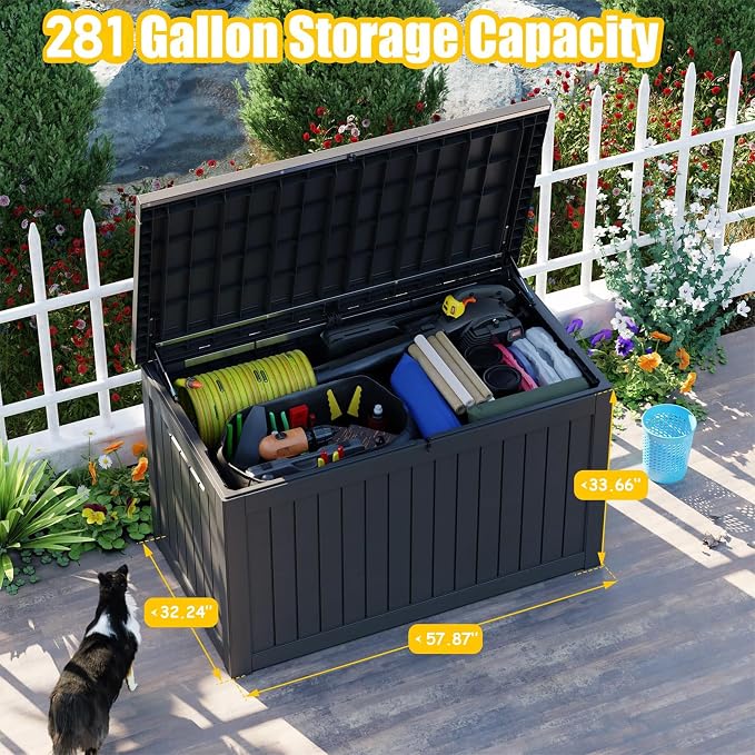 Deck Box - 280 Gallon Large Outdoor Storage Box, Waterproof Patio Furniture - Image 2