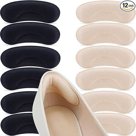 6 Pairs Heel Cushion Pads for Too Big Shoes - Protectors to Prevent Heel Pain, Blisters and Rubbing, Anti Slip Fillers Make Shoes Fit Tighter