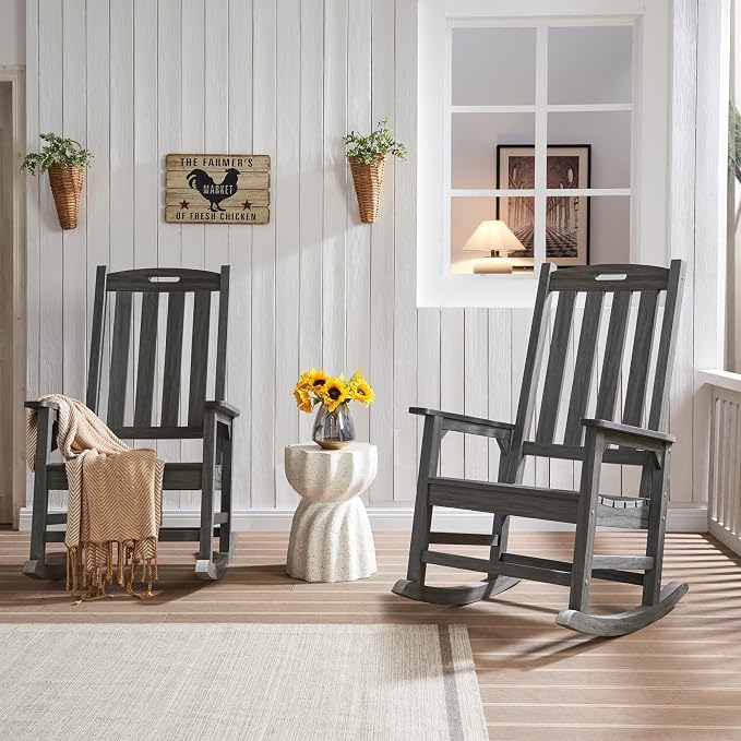 Oversized Outdoor Rocking Chair, HDPE Porch Rocker | High Back Rocking Chairs - Image 6
