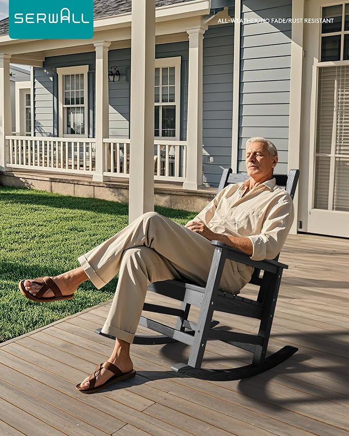 SERWALL Outdoor Rocking Chair Set of 6, Patio Rocking Chairs - Image 2