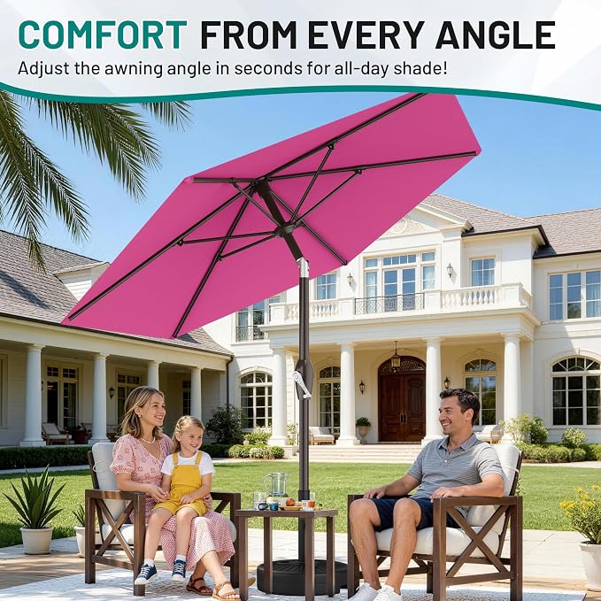 7.5FT Patio Umbrella Table Market Umbrella w/Tilt and Crank, Heavy-Duty Outdoor - Image 4