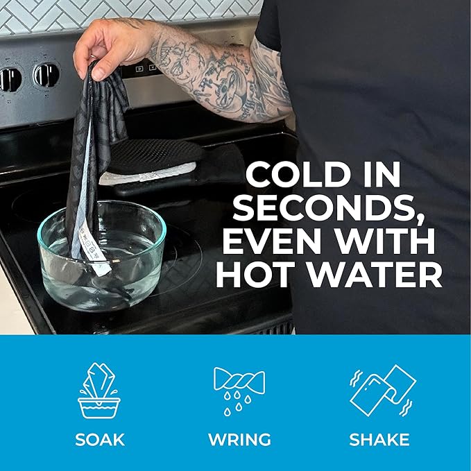 SHAKEitCOOL Extended Size Cooling Towel – Be Cool in Style - Heat Relief, Soft, Lightweight, Sun Protection, Easy Clean - Perfect for Biking, Hiking, Running, Yoga, Golf, Gardening - Tie Dye Ring M