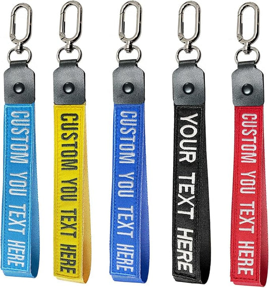 Graceful life Custom Keychain Embroidery with your any text, wrist lanyard keychain Personalized Number key wrist lanyard, Name Key Chain, Cute Keychains for Gift Private Reg Fob, Gift for Him Her