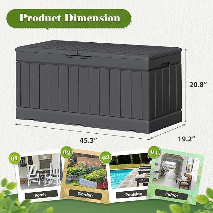 Flamaker Outdoor Storage Box 80 Gallon Resin Waterproof Deck Box | Delivery Box - Image 4