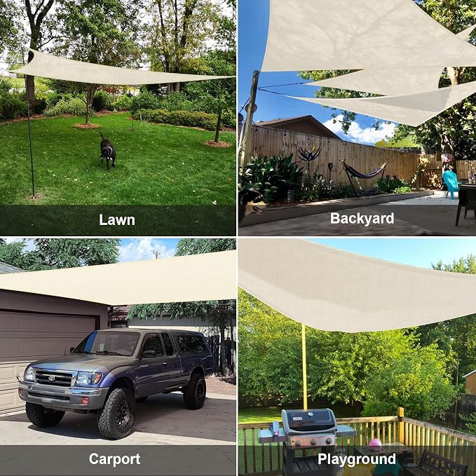 Sun Shade Sail 12' x 12' x 12' Butter Cream Triangle Sunshade | Outdoor sun - Image 8
