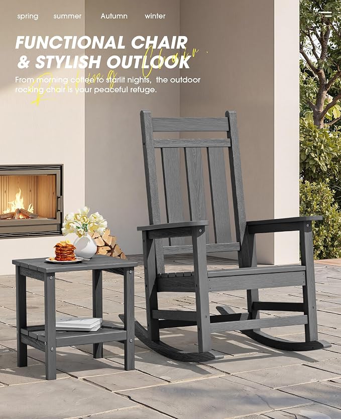 Oversized Outdoor Rocking Chair Set of 6, HDPE Patio Rockers - Image 8