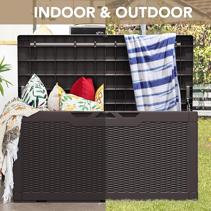 Devoko 100 Gallon Waterproof Resin Deck Box, Large Outdoor Storage Box | Indoor - Image 8