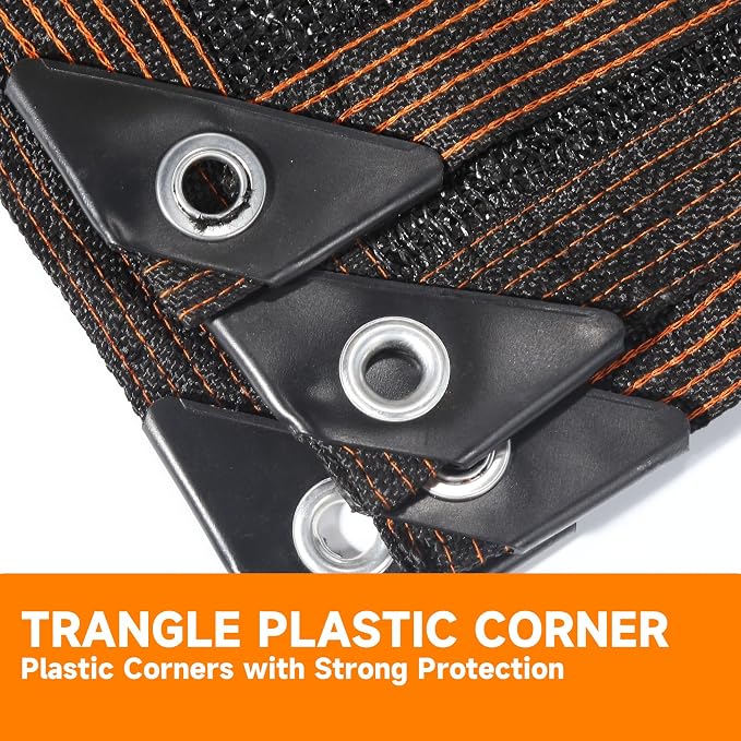 90% Shading Rate 10'x10' Black Shade Cloth, UV Resistant Durable Mesh Tarp - Image 2