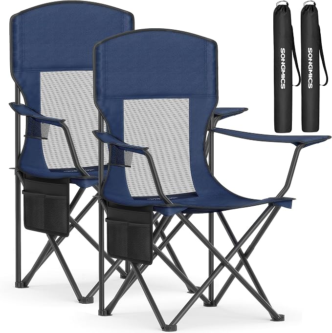 SONGMICS 2 Pack Breathable Camping Chairs, 330 lb Capacity Foldable Outdoor by Unknown