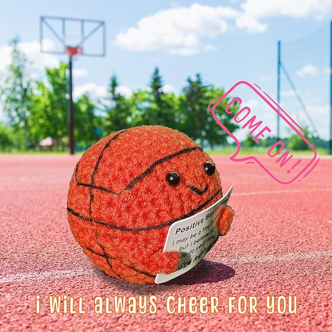 Mini Handmade Crochet Basketball，Christmas Stocking Stuffer Gift for Son or Son-in-Law from Mom and Dad, Cool Birthday, Graduation & Xmas Present for Son