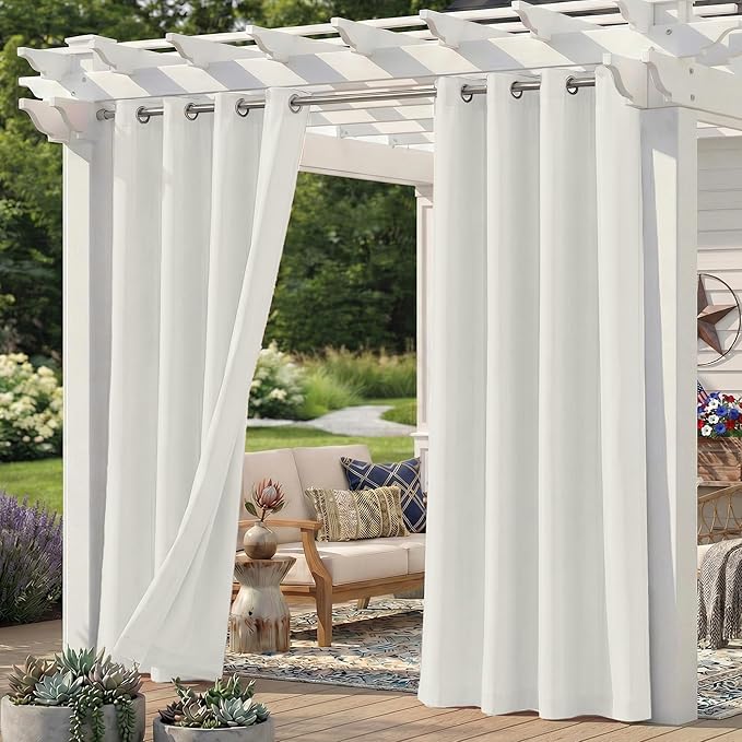 Set of 6 Outdoor Curtains for Patio Waterproof, Breathable Grommet Panels for by Sunshelf
