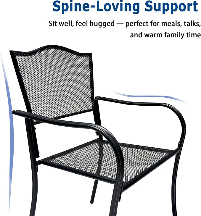 Patio Dining Chairs Set of 8, Metal Mesh Patio Furniture Set - Image 3