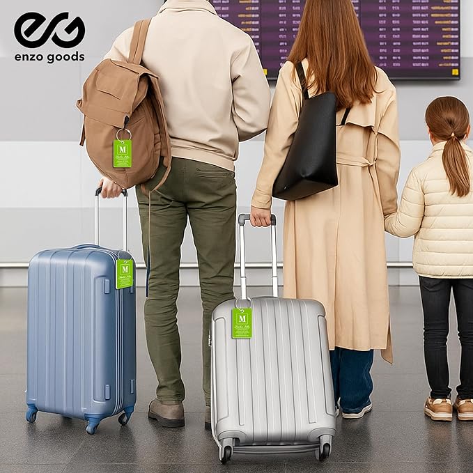 Personalized Luggage Tag | 4 Pack | Custom Luggage Tags for Suitcases | Kids Backpack Tag | 10 Color Options & Choose Font, Font Color
