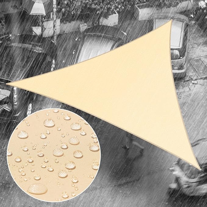 Royal Shade 7' x 7' x 9.9' Beige Triangle Waterproof Sun Shade Sail Order to by RoyalShade