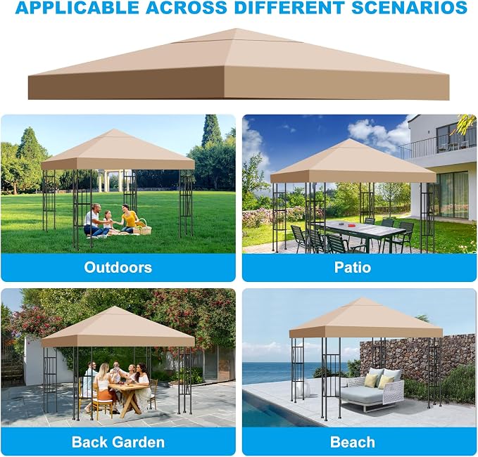 10x10 Gazebo Canopy Replacement Top, 300D High-Density Waterproof Single Layer - Image 4