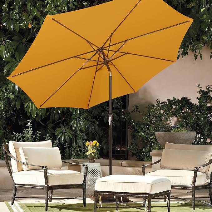 9' Outdoor Patio Umbrella, Outdoor Table Umbrella, Yard Umbrella, Market - Image 7