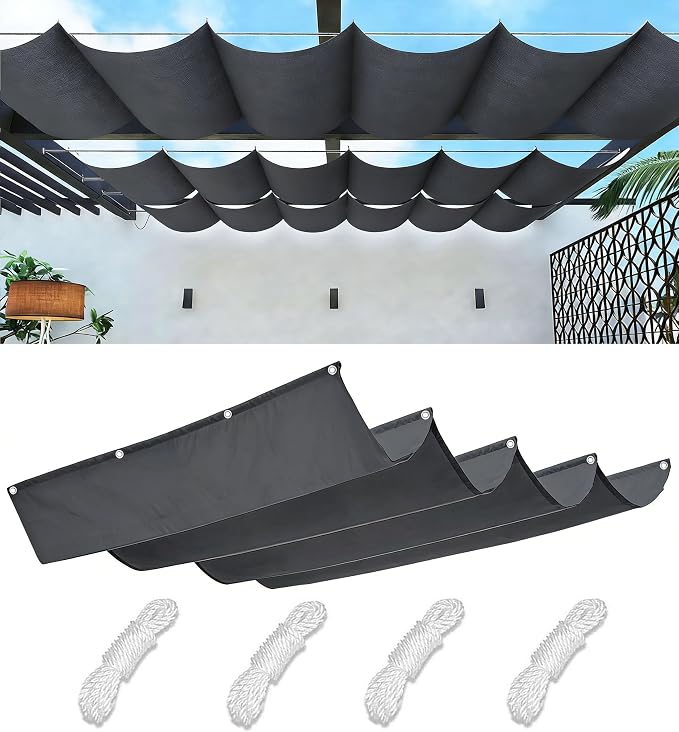 Retractable Waterproof Wave Awning Cover 7' x 24' by WoaceSunShadeSail