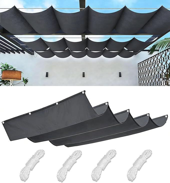 Retractable Wave Sun Shade Cloth 16' x 16' Sun Shade Sail Waterproof Polyester by WoaceSunShadeSail
