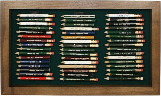 Eureka Golf Pencil Display Case | Holds 48 Round or Hexagonal Golf Pencils | Walnut Finish | Made in The USA