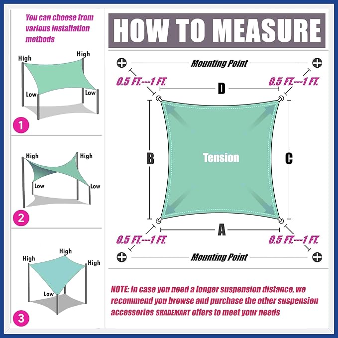 9' x 14' White Sun Shade Sail Rectangle SMSLR Canopy Fabric Cloth Screen - Image 6