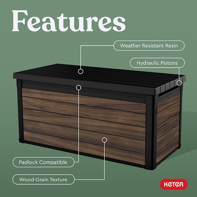 Keter Signature Collection 150 Gallon Resin Deck Box Organization and Storage - Image 4