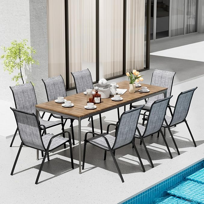 TLSUNNY Patio Chair, Outdoor Stackable Textilene Chairs Set of 8, - Image 9
