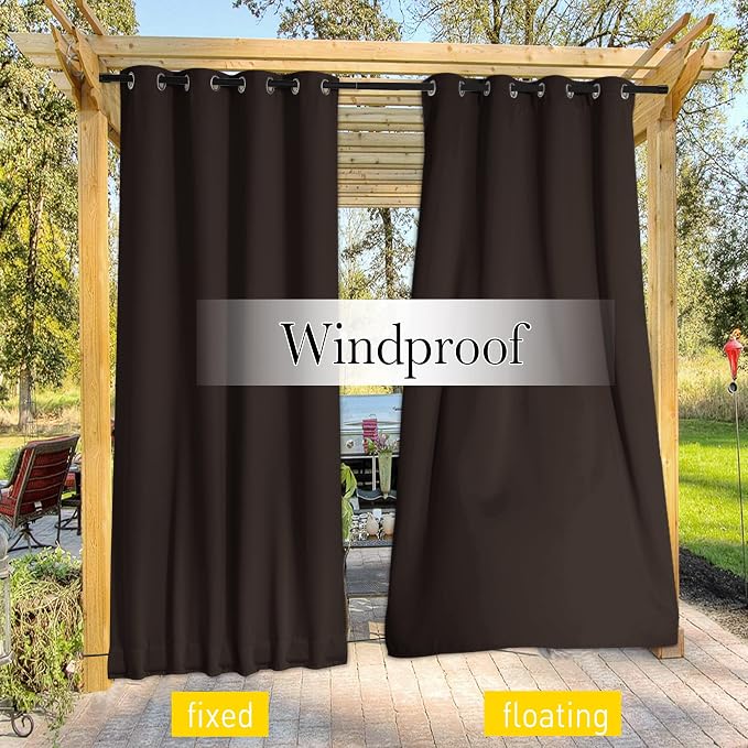 NICETOWN Gazebo Curtains Outdoor Waterproof W100 x L84 in Brown | Windproof - Image 5
