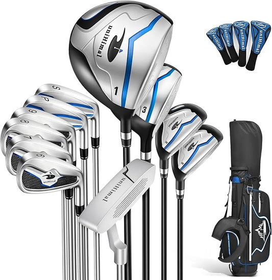 Men’s Golf Club Set, Right Hand – 13–16 Piece Complete Set with Driver, Woods, Hybrids, Irons, PW, SW, Putter, Stand Bag and Headcovers