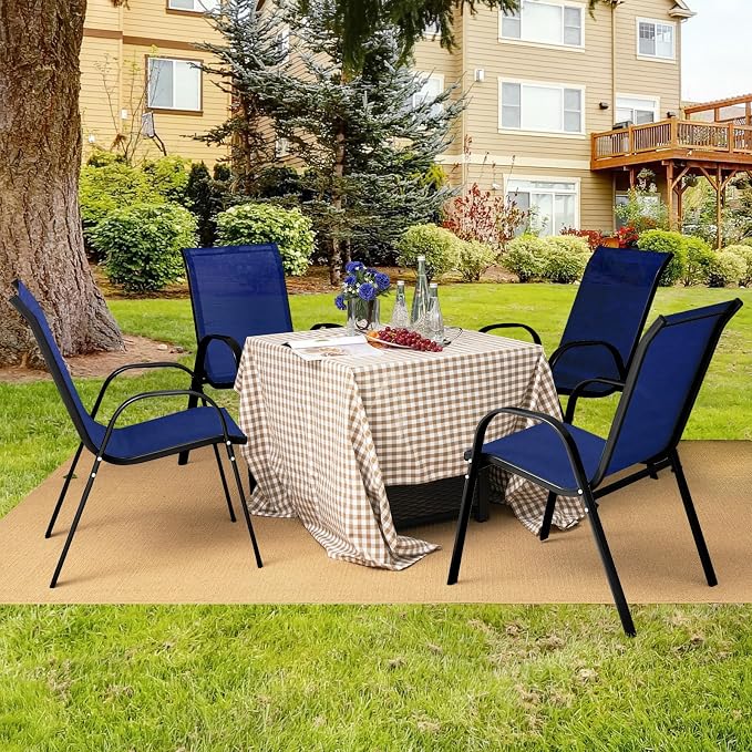 S AFSTAR Outdoor Chairs Set of 4, Stackable Patio Chairs - Image 8