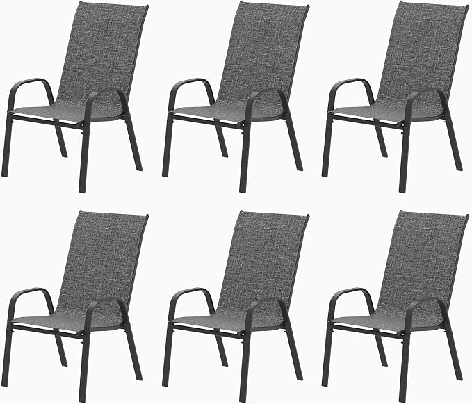 Patio Chairs Set of 6, Outdoor Stackable Dining Chairs by VaJouer